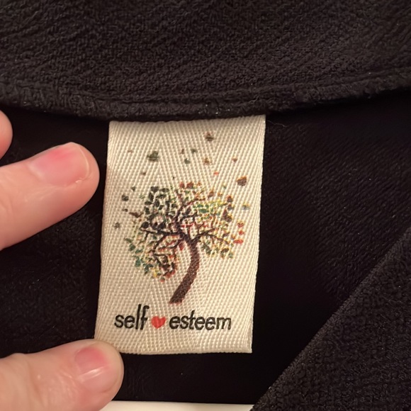 Women’s Long Sleeved Jacket, Black W/ Red and White Stripes around Cuffs & Hem - Picture 3 of 6